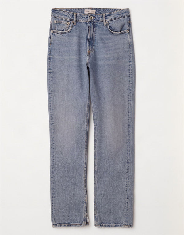 Zara Damen Straight Jeans EU 38 Small W28 L32 Blaue Baumwolle