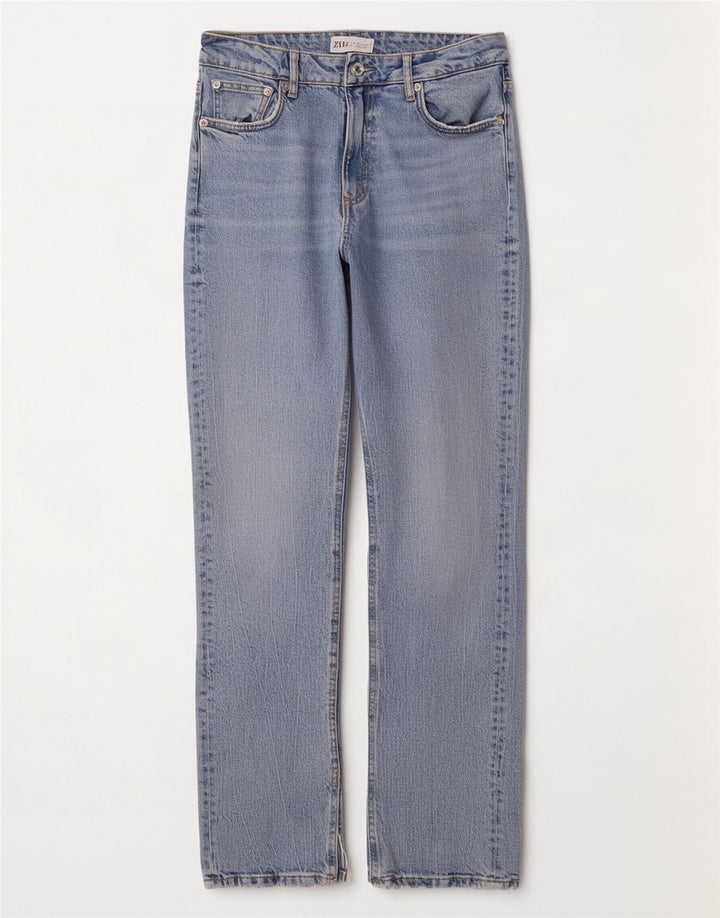 Zara Damen Straight Jeans EU 38 Small W28 L32 Blaue Baumwolle