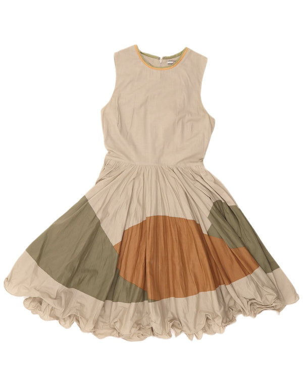SILVIAN HEACH Damen Ärmelloses A-Linien-Kleid UK 6 XS Beige Farbblock