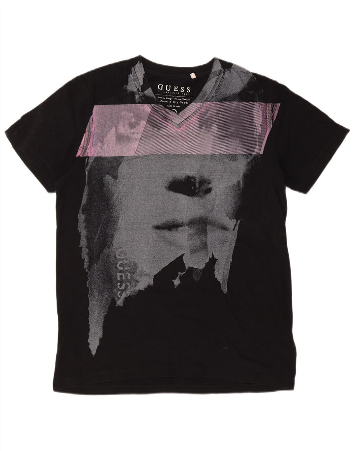 Guess Herren-T-Shirt mit Grafik, mittelschwarz, Baumwolle