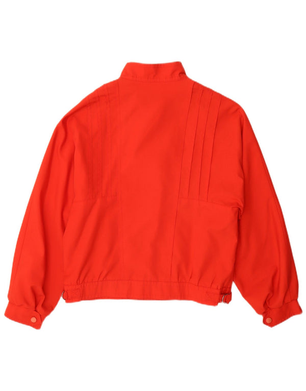 Vintage Damen Zweireihige Bomberjacke UK 12 Mittelrotes Polyester