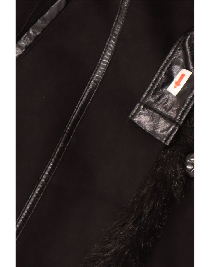 Pizazz Womens Sherpa Overcoat UK 14 Mittelschwarzes Polyester