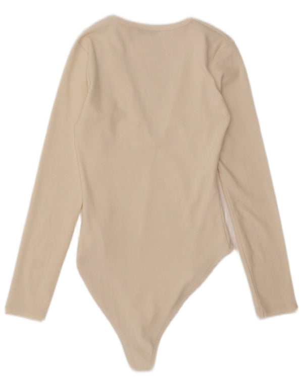Zara Damen Langarm-Body UK 12 Medium Off White
