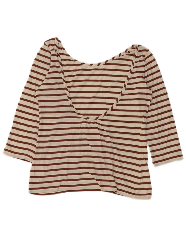 Marina Yachting Damen Crop Top 3/4 Ärmel UK 8 Small Braun gestreift Baumwolle