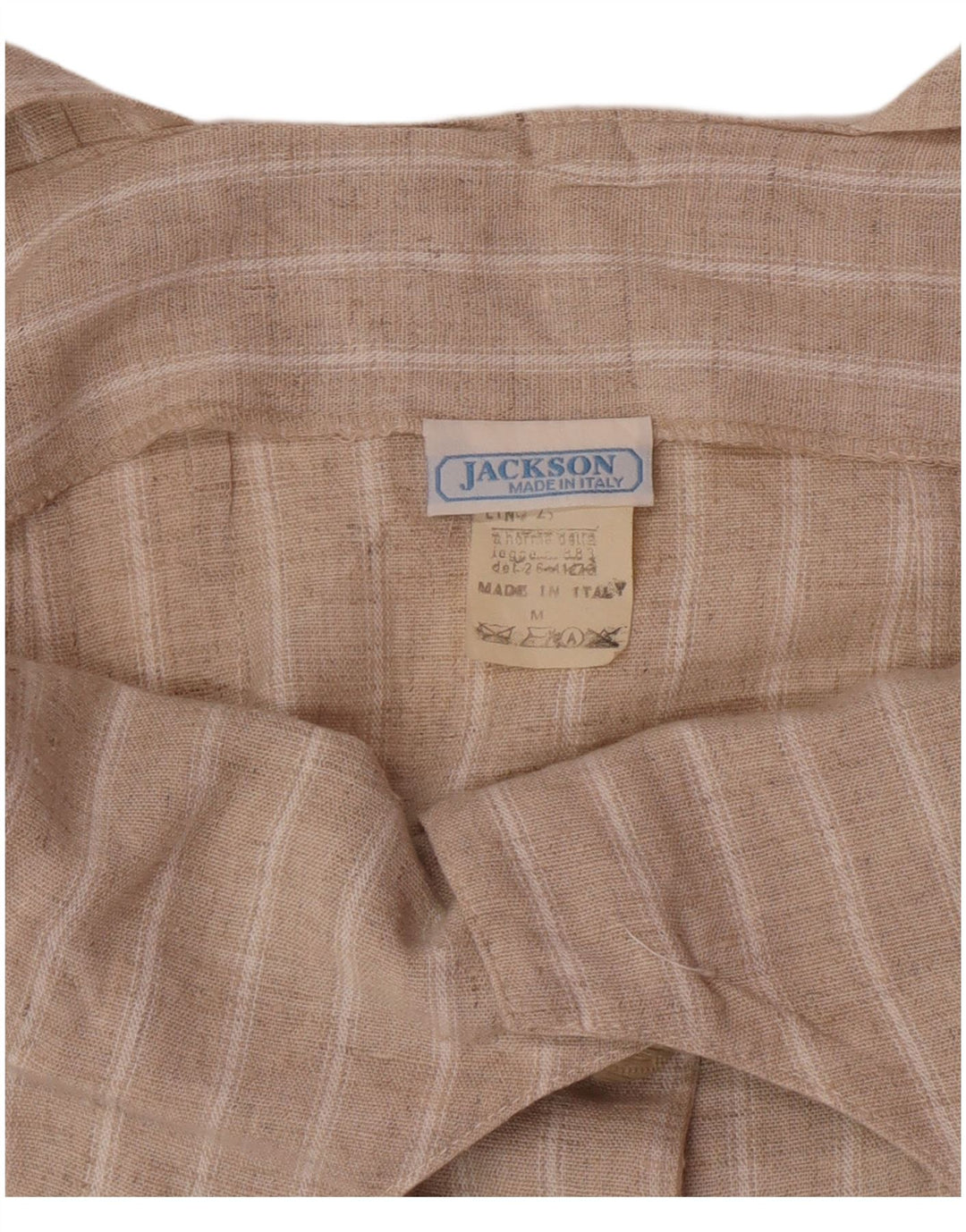 Vintage Damen Latzrock Medium W30 Beige gestreift Viskose