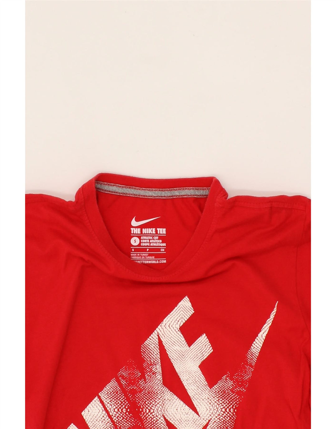 NIKE Mens Athletic Cut Graphic T-Shirt Top Small Red Cotton Vintage Nike and Second-Hand Nike from Messina Hembry 