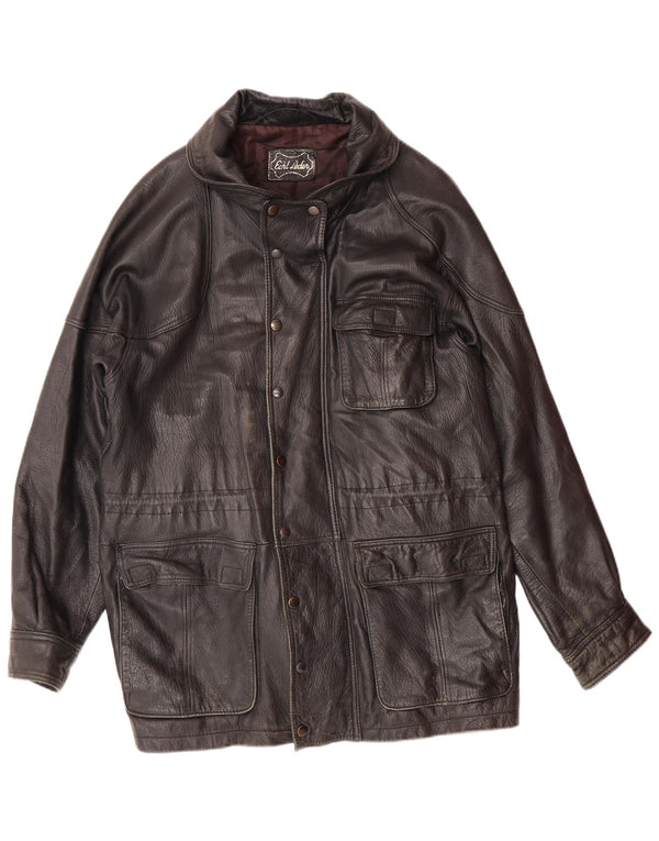 VINTAGE Herren Lederjacke UK 40 Großes schwarzes Leder