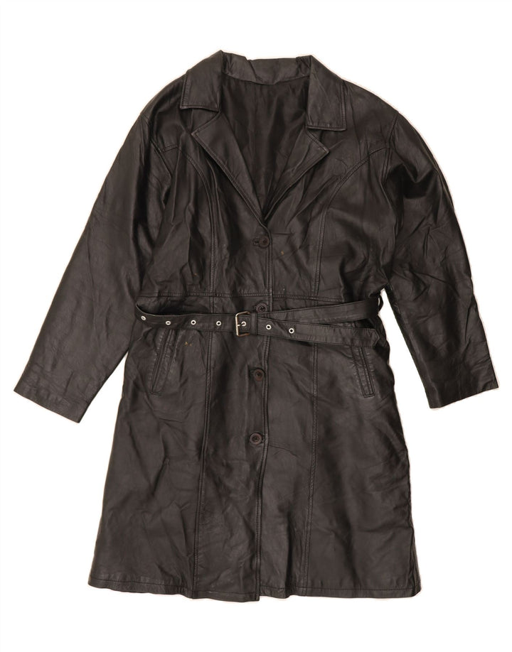 VINTAGE Womens Leather Coat UK 16 Large Black Vintage Vintage and Second-Hand Vintage from Messina Hembry 