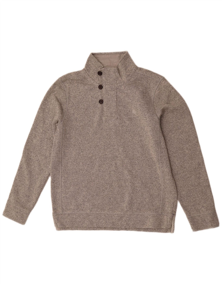 FAT FACE Herren-Sweatshirt „Airlie“ mit Knopfkragen, groß, grau gefleckt