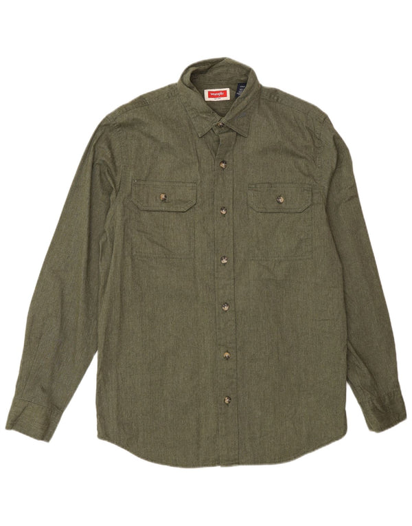 Wrangler Mens Shirt Small Khaki Cotton