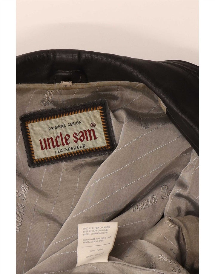 Uncle Sam Herren-Lederweste, großes schwarzes Leder