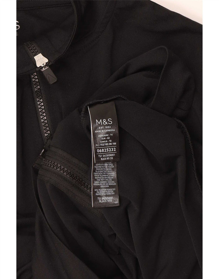 Marks & Spencer Damen-Trainingsanzug-Top-Jacke, UK 14, Größe L, Schwarz, Farbblock