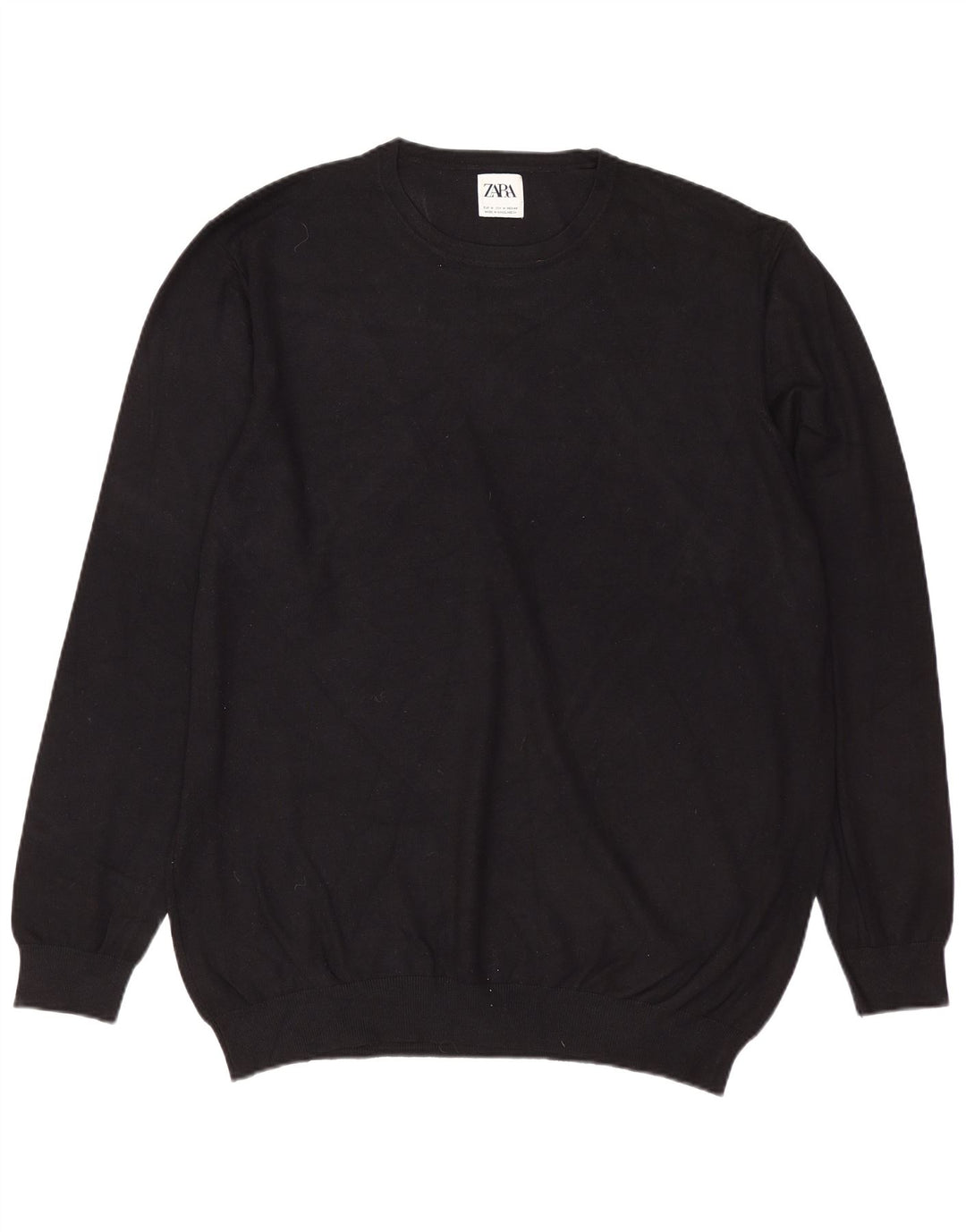 ZARA Herren-Pullover mit Rundhalsausschnitt, mittlere schwarze Viskose