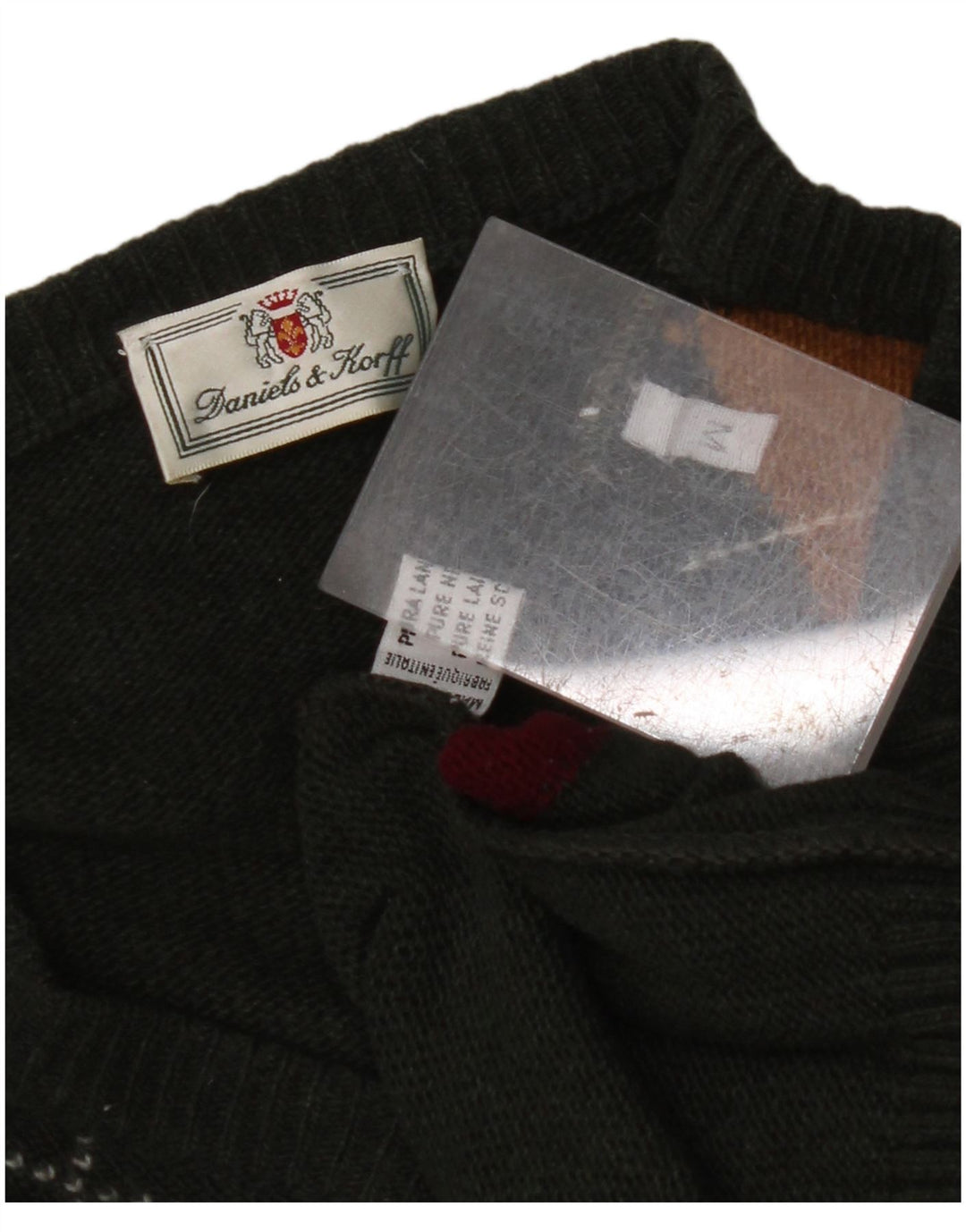 VINTAGE Herren-Pullover mit V-Ausschnitt, Mittelgrüne Argyle/Diamant-Schurwolle