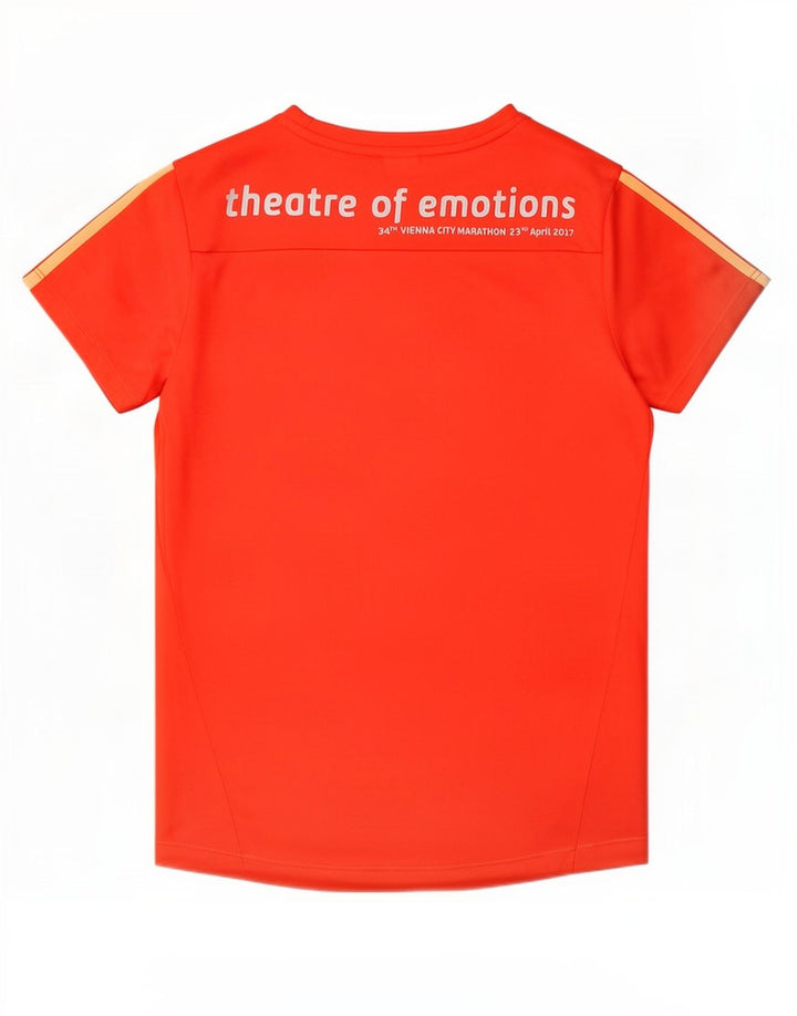 Adidas Damen Running Graphic T-Shirt Top UK 12/14 Medium Orange Polyester