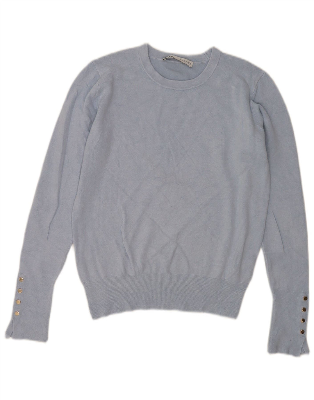 Zara Damen-Pullover mit Rundhalsausschnitt, UK 12, mittelblaue Viskose