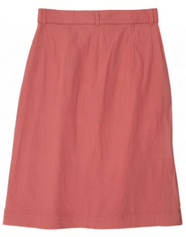 Marks & Spencer Damen Midirock mit hoher Taille, UK 14, Größe L W30, rosa Leinen