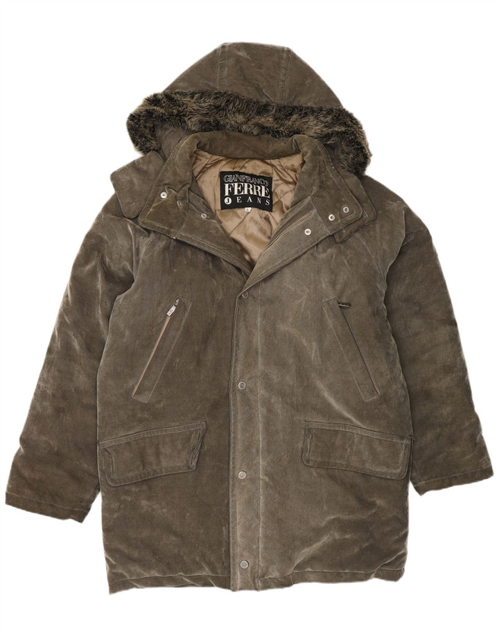 Gianfranco Ferre Herren Kapuzenparkajacke UK 40 Large Grau