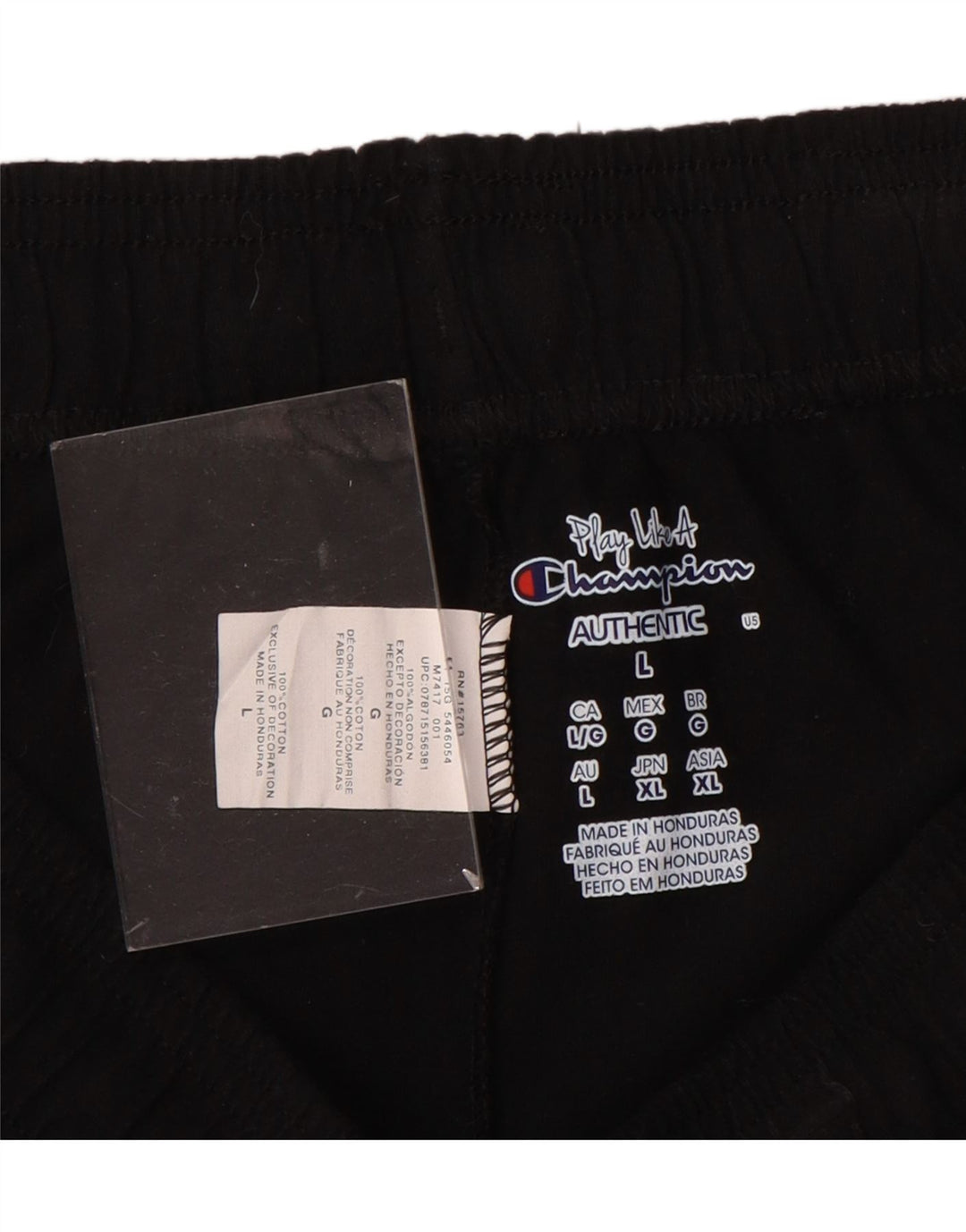 CHAMPION Damen Sportshorts UK 16 Large Schwarze Baumwolle