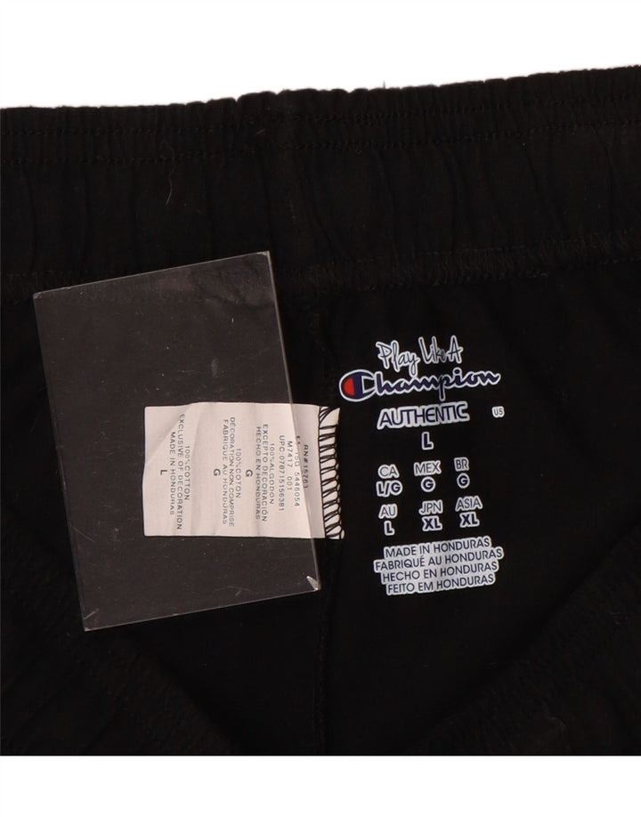 CHAMPION Damen Sportshorts UK 16 Large Schwarze Baumwolle