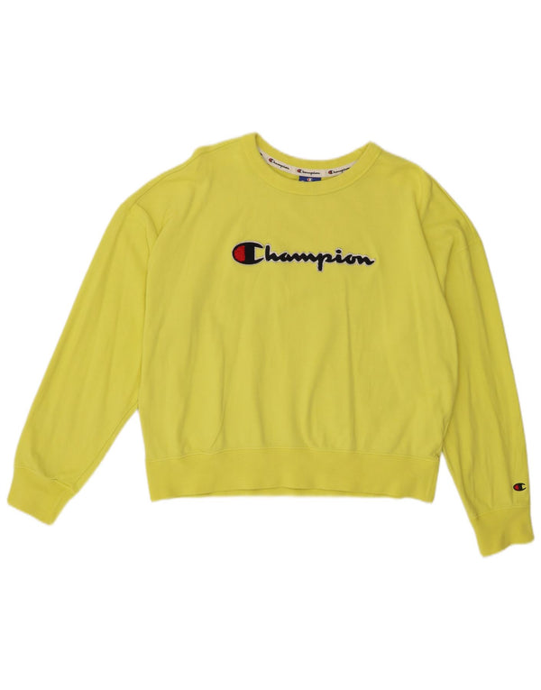 Champion Womens Graphic Oversized Sweatshirt Pullover UK 14 Mittelgelb