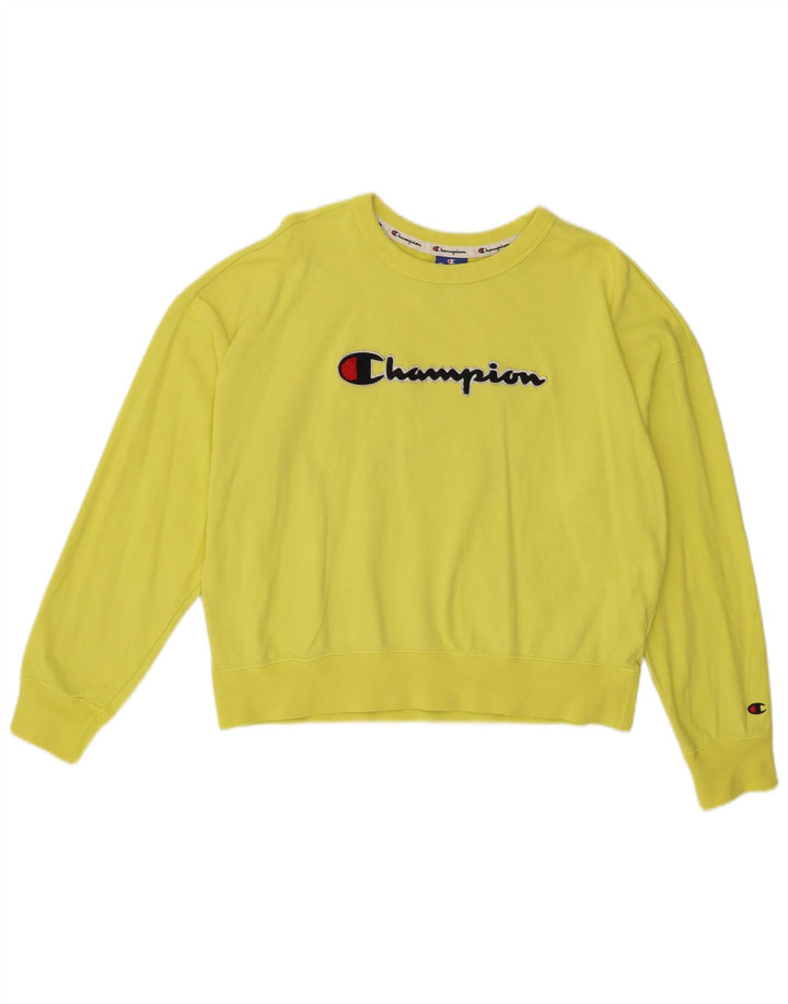 Champion Womens Graphic Oversized Sweatshirt Pullover UK 14 Mittelgelb