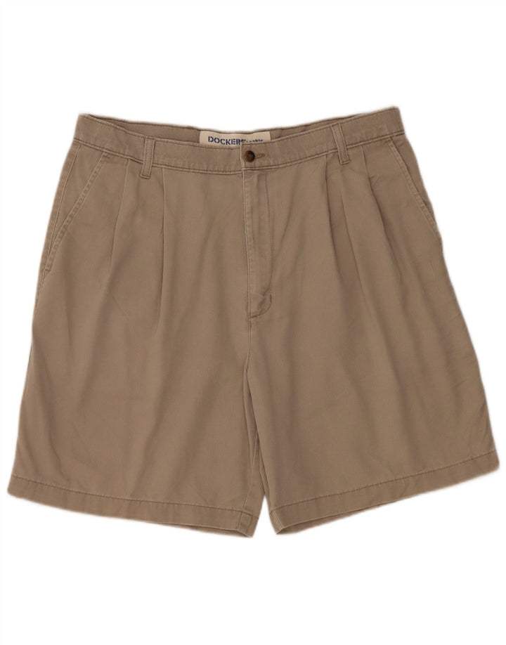 DOCKERS Herren Khakis Pegged Chino Shorts W36 Large Beige Baumwolle