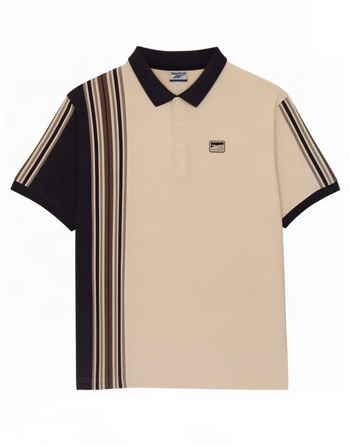 Reebok Herren-Poloshirt, groß, weiße Colourblock-Baumwolle