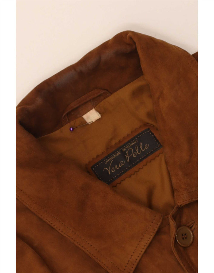 Vintage Herren Wildleder Bomberjacke IT 50 Großes braunes Leder