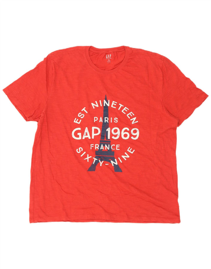 Gap Herren Grafik-T-Shirt-Oberteil XL aus roter Baumwolle