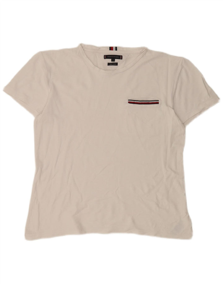 Tommy Hilfiger Herren T-Shirt Top Large Weiß Baumwolle