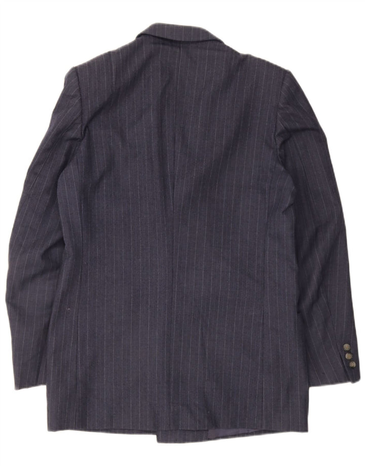 Vintage Herren Zweireiher Blazer Jacke UK 38 Mittel Marineblau gestreift