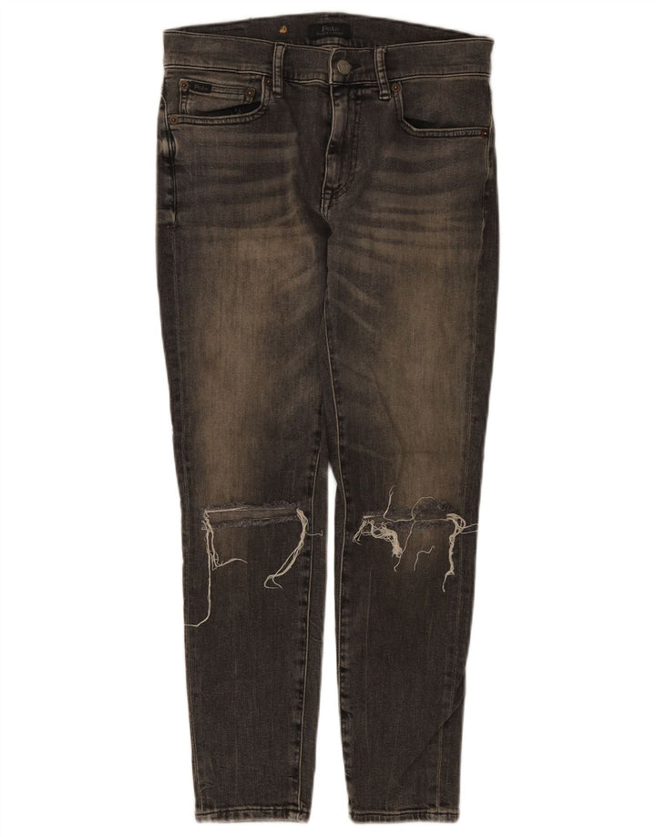 POLO RALPH LAUREN Damen Distressed Skinny Jeans W28 L25 Graue Baumwolle