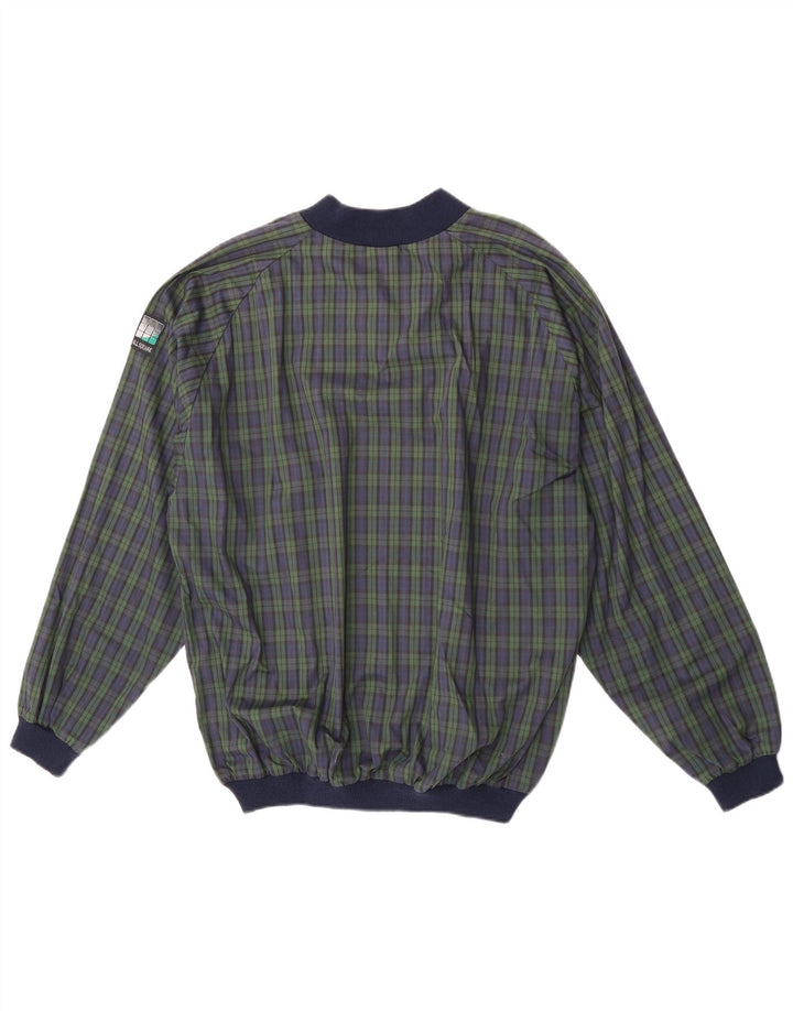 Vintage Herren Pullover Trainingsanzug Top XL Marineblau Karo Polyester