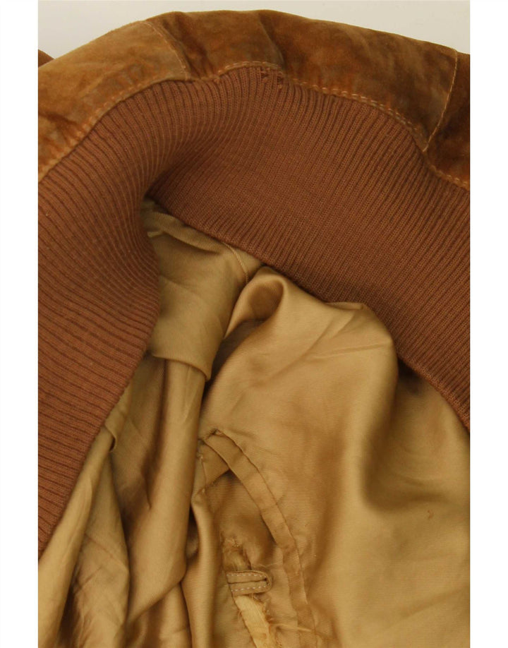 Vintage Herren Wildleder Bomberjacke UK 40 Großes Beige Leder