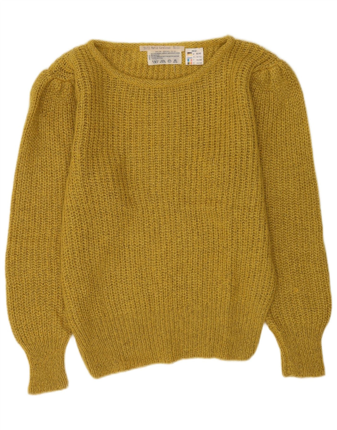 Vintage Damen Pullover mit U-Boot-Ausschnitt EU 40/42 Medium Khaki Polyacryl