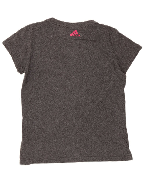 Adidas Damen Graphic T-Shirt Top UK 12/14 Mittelgraue Baumwolle