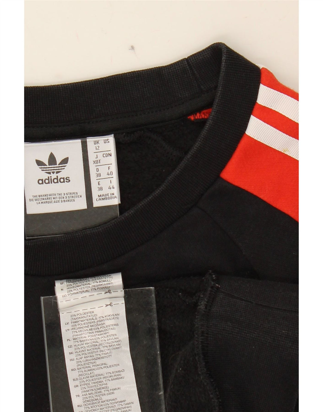 ADIDAS Womens Sweatshirt Jumper UK 12 Medium  Black Colourblock Polyester Vintage Adidas and Second-Hand Adidas from Messina Hembry 