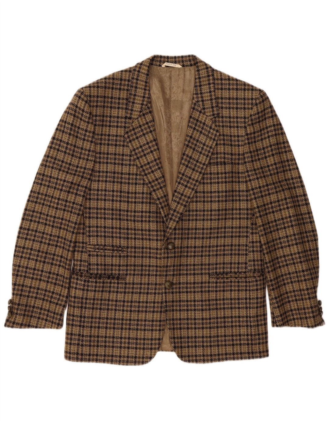 Luigi Botto Herren-Blazer mit 2 Knöpfen, UK 40, große braune Wolle mit Hahnentrittmuster