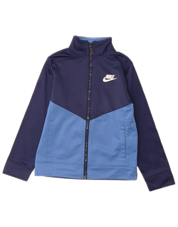 Nike Jungen-Trainingsanzug-Oberteiljacke, 5–6 Jahre, mittleres Marineblau, Farbblock