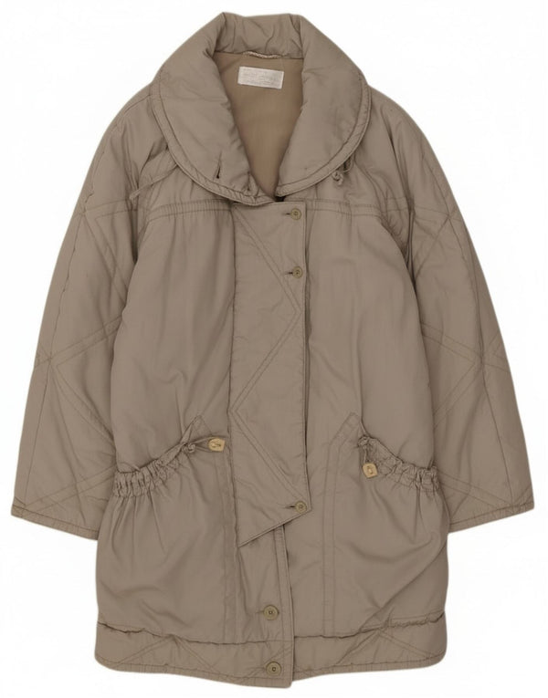 Vintage Damen Übergroßer Mantel EU 40 Medium Beige Polyester