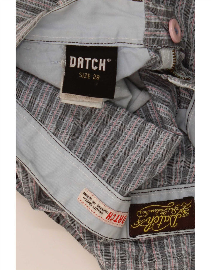 Datch Herren-Chinoshorts, W28, klein, grau kariert, Baumwolle