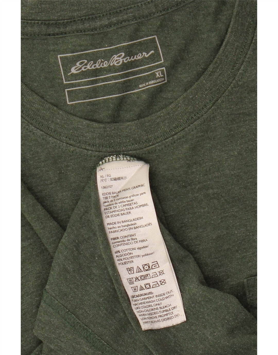 Eddie Bauer Herren T-Shirt Top XL Grün Baumwolle
