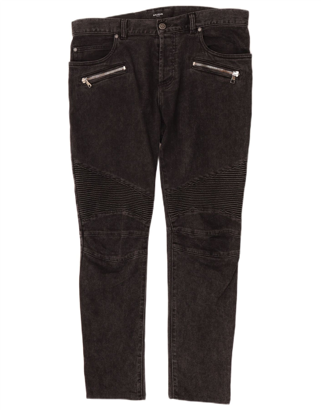 Balmain Herren Slim Jeans W34 L30 Graue Baumwolle