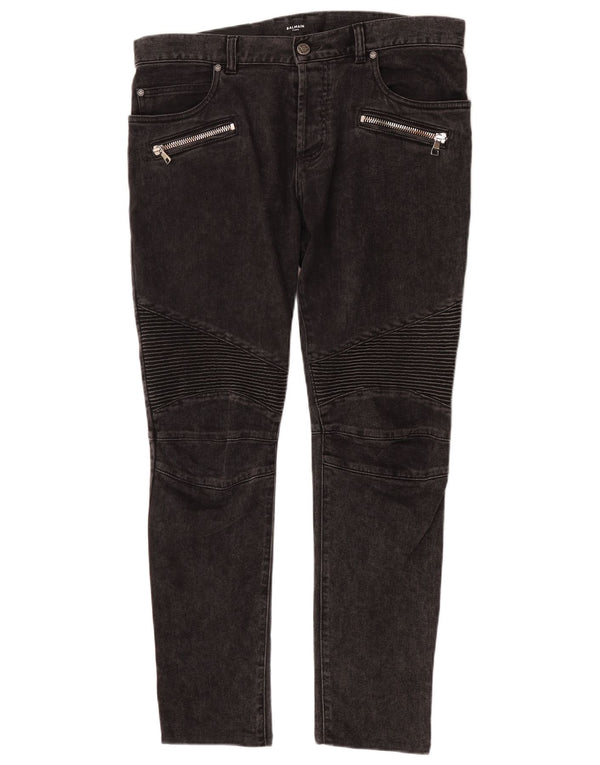 Balmain Herren Slim Jeans W34 L30 Graue Baumwolle