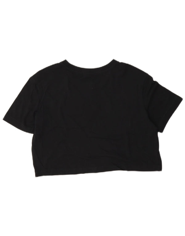 Nike Damen Crop Loose Fit Graphic T-Shirt Top UK 6 XS Schwarz