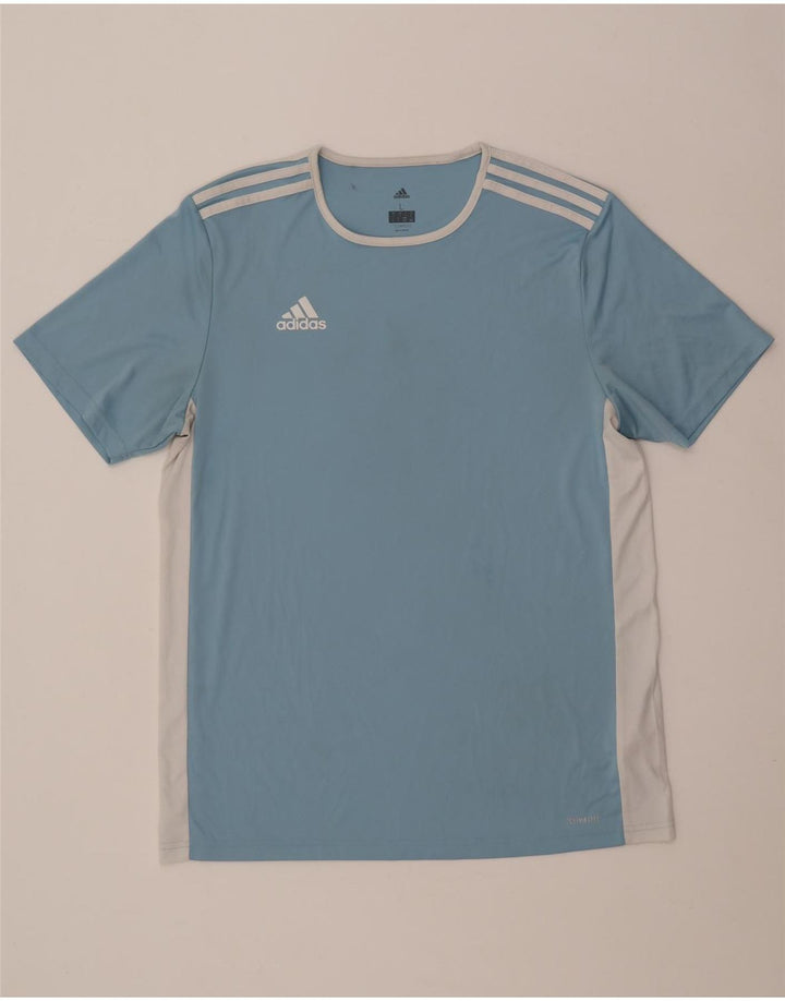 Adidas Herren Climalite T-Shirt Top Large Blau Colourblock Polyester