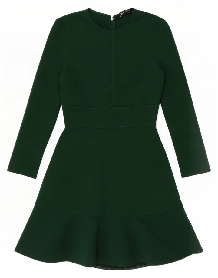 Zara Damen-Langarmkleid in A-Linie, Gr. 10, Größe S, Grün, Polyester