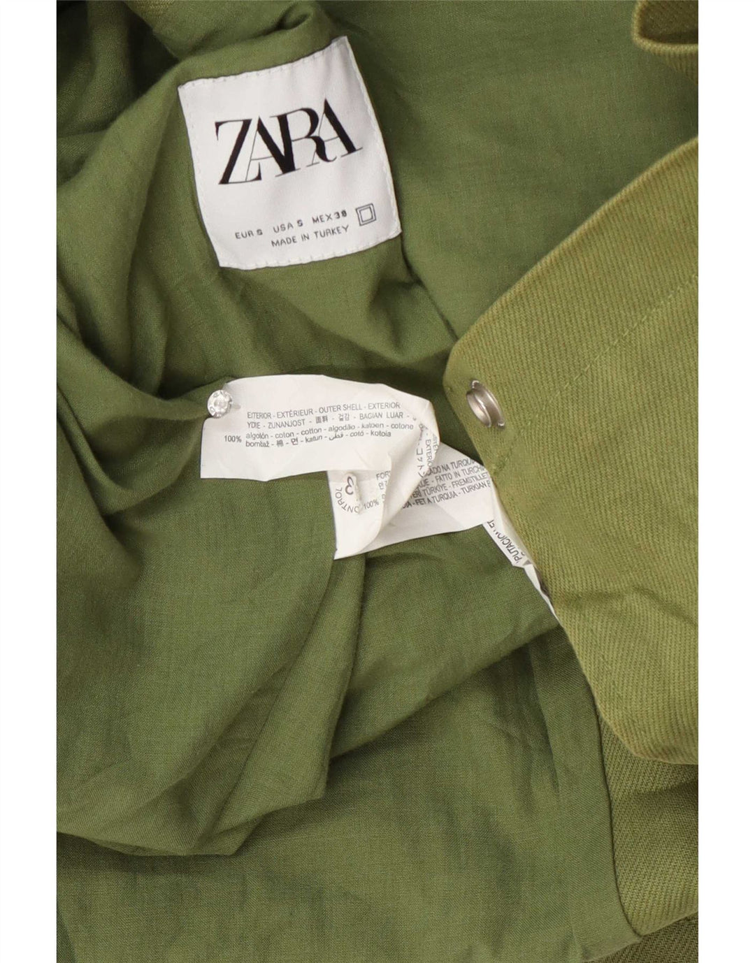 Zara Herren Bomberjacke UK 36 Small Grüne Baumwolle