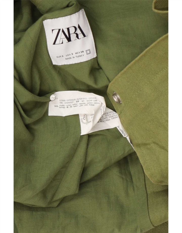 Zara Herren Bomberjacke UK 36 Small Grüne Baumwolle